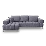 Siblo Ecksofa Stilo Kollektion - Große Couch L Form 4 Personen für Wohnzimmer - Elegante Polstersofa - L-Sofa Eckcouch - Sofa 4-Sitzer - 284x172x90 cm - hellgrau - Linke Ecke