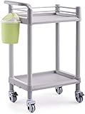 Große bewegliche Wagen, Servierwagen für den Haushalt, 2 Etagen, Spa-Salon, Schönheitswagen, Colotool-Wagen mit Rädern, Grau, Bremsdesign/Weiß/90 * 54 * 37 cm