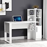 HOMIDEA TODY Schreibtisch - Computer- & Schreibtisch - Arbeitsplatz - Stauraum mit Tür und Regalen im modernen Design für Home Office oder Kinderzimmer (weiß/weiß)