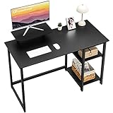 GreenForest Computer Schreibtisch mit Monitorständer und Reversible Speicherregale,39 Zoll kleines Schreibtischstudium für kleine Räume Home Office, Schwarz