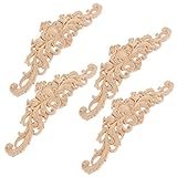 4Pcs Holz Geschnitzt Appliques Ecke Onlay Dekorative Applikation Vintage Vintage Abziehbild- DIY Möbel Rahmen für Tür Bett Schrankwand Ornament