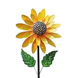 OTCPP Sonnenblume Windrad, Sonnenblume rotierende Doppelschicht Windrad Windrad Edelstahl, Ornamente für Garten