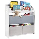 ONVAYA® Kinder-Bücherregal Finn Weiß | Kinderregal mit Boxen | Aufbewahrung von Büchern und Spielzeug | Organizer für Kinderzimmer