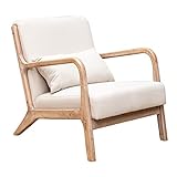 CHEHOMA - Chassepierre Loungesessel mit Kissen - Relaxsessel für das Wohnzimmer oder Schlafzimmer - Der schlichte Lesesessel ist modern und bequem mit seinem Rückenkissen - Stuhl 38 cm Sitzhöhe, Beige