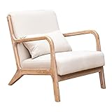 CHEHOMA - Chassepierre Loungesessel mit Kissen - Relaxsessel für das Wohnzimmer oder Schlafzimmer - Der schlichte Lesesessel ist modern und bequem mit seinem Rückenkissen - Stuhl 38 cm Sitzhöhe, Beige