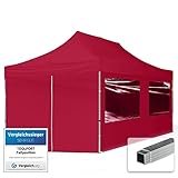 TOOLPORT Faltpavillon Faltzelt Pavillon 3x6m - 4 Seitenteile Aluminium 32mm Partyzelt 700N rot