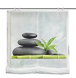 Home Fashion 69898-768 Raffrollo Digitaldruck Carozo Voile mit Fensterhaken und Zubehör, 140 x 60 cm, grün