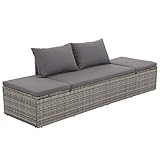 vidaXL Sonnenliege Poly Rattan Grau Gartenliege Liegestuhl Relaxliege Liege