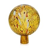 Lauschaer Glas Gartenkugel Rosenkugel aus Glas mit Granulat gold d 15cm mundgeblasen handgeformt