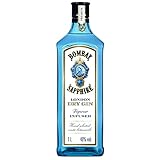 Bombay Sapphire Distilled Premium London Dry Gin, per Dampfinfusion hergestellt mit 10 erlesenen exotischen Botanicals, ideal für die Hausbar und als Geschenk ab 18, 40 Vol-%, 100 cl/1L