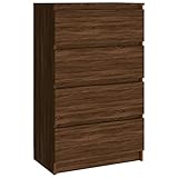 vidaXL Sideboard mit 4 Schubladen Kommode Anrichte Schrank Beistellschrank Mehrzweckschrank Schubladenschrank Braun Eichen-Optik 60x35x98,5cm Holzwerkstoff