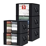 5 Stück 90L Aufbewahrungstasche, Große Aufbewahrungstasche Schrank Organizer Set mit Verstärktem Griff, Unterbett Aufbewahrungsbox Kleideraufbewahrung, für Bettdecken, Kleidung, Decken und Spielzeug