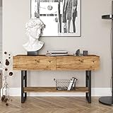 Yurupa Konsolentisch,Sideboard mit 2 Türen,Beistelltisch,Kommode,Flurtisch,Beistellschrank,Sofatisch im Industrie Design,Stabil Metallgestell,Eingang,Wohnzimmer,Arbeitzimmer,Büro,Holzoptik ML23-A