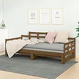 JUNZAI Tagesbett Ausziehbar, Schlafsofa, Couch Mit Schlaffunktion, Bettsofa, Sofabett, Sofa Bed, Schlafcouch, Daybed, Couch Bett, Jugendbett, Honigbraun Massivholz Kiefer 2X(90x190) cm