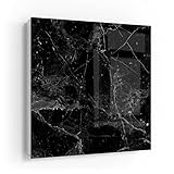 DEQORI Schlüsselkasten weiß | 30x30 cm | Motiv Marmorplatte nah | Glas & Metall Schlüssel-Box | Schlüsselschrank mit 50 Haken + 2 Magnete | Moderne Design Box magnetisch & beschreibbar