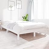 JKYOU Bettgestell, Weiß, 140 x 200 cm, Kiefernholz, Betten und Zubehör, Betten und Bettrahmen