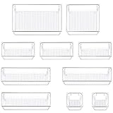 Evance 10 Stück Schubladenbox aus Kunststoff, Kosmetik Organizer Schubladeneinteiler, Aufbewahrungsbox Schubladen Ordnungssystem für Küche Büro Badutensilien Schminktisch (Durchsichtig)