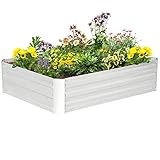 Outsunny Hochbeet aus verzinktem Stahl Gartenbeet Pflanzkasten für Garten Blumenkasten Blumenkübel Silber 120 x 90 x 30 cm