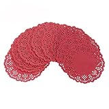 Générique 100 Stück bunte Spitze Papier Platzdeckchen Kuchen Verpackung Papierblock Untersetzer Tischsets Hochzeit Events Party Tisch Geschenk Rot 8,9 cm 3,5 Zoll Attraktiv