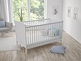 Love For Sleep Babybett Kinderbett 70x140cm Weiß,Lattenrost Gitterbett aus Holz 2 in 1,mit mitgelieferten Sicherheits-Holzbarrieren