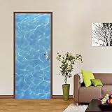 3D Türaufkleber Blaues Meer Türtapete Wandbild Selbstklebend PVC Wasserdicht Abnehmbar Türfolie TürPoster Fototapete Wohnzimmer Schlafzimmer küche bad büro Dekoration B90 x H200cm