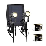 Kobi I Solar Strahler 2x1W I 2X100lm | LED Solar Strahler | Beleuchtung für Garten Terrasse Rasen | Solarbetrieben | Energiesparend | Neutrale Lichtfarbe | Wasserdicht IP65| 2 Stück im Set enthalten