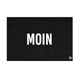 Mattentat Moin Fußmatte 60x40cm schwarz aus recycleten Nylonfasern - robuste Design-Schmutzfangmatte mit Spruch - Fussmatte Aussen und Innenbereich waschbar