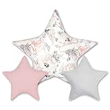 Totsy Baby Dekokissen kinderzimmer Kissen Stern 3er Set: 1 x 60cm, 2 x 30cm - Plüschkissen für Kinder zierkissen, Mädchen und Junge Velvet Mehrfarbig