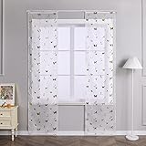 Joyswahl Schiebegardinen Voile Transparente Vergoldeter Schmetterling Schiebevorhang Gardinen mit Klettband Vorhang BxH 57x145cm Gold 2 Stück