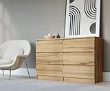 3xEliving Demi Sideboard Kommode 6 120cm - mit 6 Schubladen Größen (Wotan Eiche)