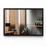 Tulup Spiegel Schwarze Rahmen Glas Wand Mirror Groß Wohnzimmer 100x70 cm Badezimmer Schlafzimmer