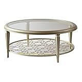 Kaffeetische 2-stufiger runder Couchtisch, 80/90/100 cm Couchtisch aus gehärtetem Glas mit Metallschnitzerei, moderner runder Luxus-Couchtisch for das Wohnzimmer zu Hause Beistelltisch ( Color : 80*80