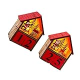 jojofuny Adventskalender Leuchtende Weihnachten Santa Schneemann Haus Beleuchtet Ewigen Kalender Holzhaus Figuren Dekoration Kinder DIY Ornamente 2Pcs