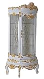 XL Vitrine Barock Stilmöbel Vitrinenschrank Weiss Gold Standvitrine Antik 212cm bar090 Palazzo Exklusiv