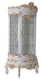 XL Vitrine Barock Stilmöbel Vitrinenschrank Weiss Gold Standvitrine Antik 212cm bar090 Palazzo Exklusiv