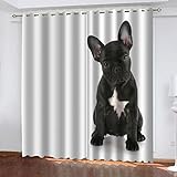 POGIB Vorhang Blickdicht Ösen 3D Schwarzer Tierhund Muster Kinderzimmer Jungen Mädchen 2Er Set 260X280Cm（H X B） Vorhänge Wohnzimmer Schlafzimmer Thermovorhang Hitzeschutz Fenstergardinen Modern