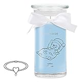 JuwelKerze Cuddle Candle Armband Silber - Schmuckkerze - große Duftkerze mit Frischem Duft - blaue Kerze mit Schmuck Überraschung