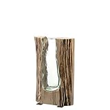 Leonardo Casolare, Deko-Vase aus Holz und Glas, handgefertigte, rustikale Tischvase in modernem Country-Style, Unikat, Höhe: 25,5 cm, 038509, 1 Stück