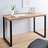 Design Schreibtisch Oak Desk 120cm Eiche Optik Vintage Metallgestell schwarz Schminktisch Tisch Bürotisch