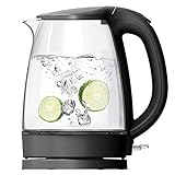 Wasserkocher Glas-Wasserkocher |Wasserkocher |1,7 l Teekessel |1500W |Heizung aus gebürstetem Edelstahl Present