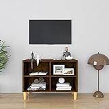 BULANED TV-Schrank, Fernsehtisch, Tv Lowboard, Fernsehschrank, Tv Bank, Tv Table, Tv Kommode, mit Massivholz-Beinen Räuchereiche 69,5x30x50 cm