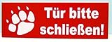 Torschild Rot Tor bitte schließen,12 x 4 cm Gravur Schild Hundeschild Hinweisschild