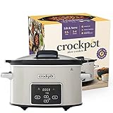 Crock-Pot Digital-Schongarer Slow Cooker mit Scharnierdeckel | einstellbare Garzeit | 3,5 Liter (3-4 Personen) | Pilz & Chrom [CSC060X]