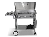 PLANCHAELEC - Set Elektrische Grillplatte LUX 830-3600 W – Trolley Monceau + Zubehör – Edelstahl – 2 Thermostate verstellbar – hergestellt in Frankreich – L 83 x T 45 x H 20 cm