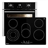 Autarkes Herdset: 60cm Einbaubackofen EB8005ED + 77cm Kochfeld KF7705RL / Pizzafunktion/Grill/Umluft/Heißluft/Automatik-Timer / 2-fach Wärmeschutzverglasung/Kindersicherung / SET8005_77RL