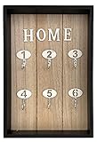 Schlüsselbrett ' Home ' Weiß Schwarz Natur Haken Deko, Farbe:Schwarz