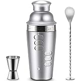 wrtgerht Cocktail-Zubereitungs-Set, Cocktail-Set mit Cocktail-Shaker-Rotation, Rezeptführer, Bar, Bartender-Tool-Kit, eingebauter Trainer Küchengeräte