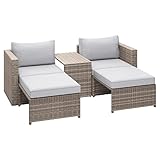 Balkonset Olea Compact 5-teilig Polyrattan | Wind- und witterungsbeständige Balkonmöbel mit Sitz- und Rückenkissen