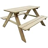 JUNZAI Kinder-Picknicktisch, Kindertisch, Spielhaus Kinder Outdoor, Outdoor Spielzeug, Kinder Tisch Stuhl Set, Kindersitzgruppe, 89×89,6×50,8 cm Kiefernholz