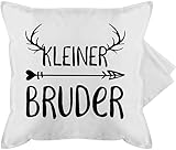 Shirtracer Kissenbezug - Kleiner Bruder - Kissen - Kleiner Bruder Geweih Pfeil - 50 x 50 cm - Weiß - GURLI Kissenhülle